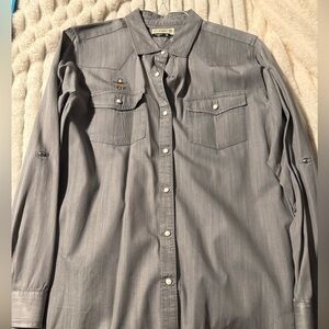 RARE Houston Rodeo Magellan Outdoors Women’s Gray Button-Up Shirt XL